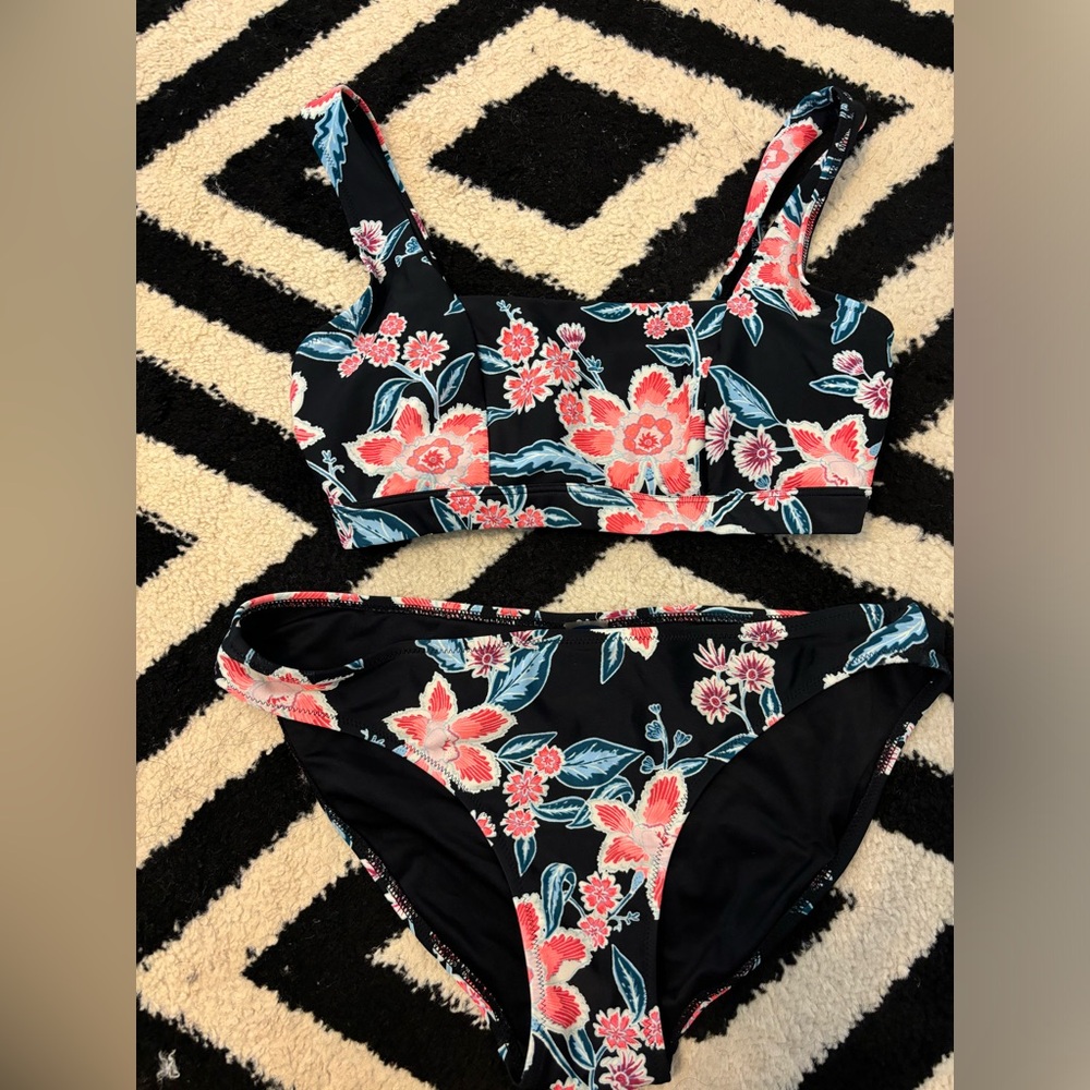 Black floral bikini